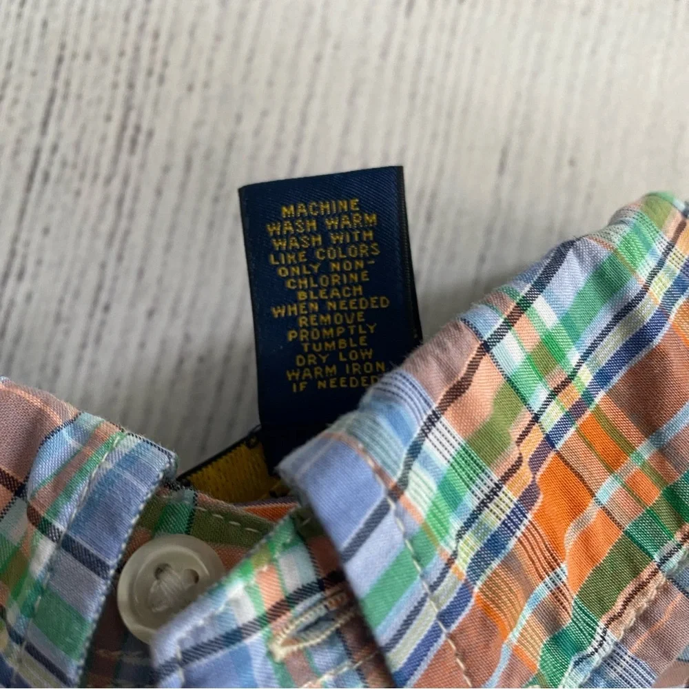 Ralph Lauren Blue, Green & Orange Plaid Long Sleeve Button Down size L (14-16)